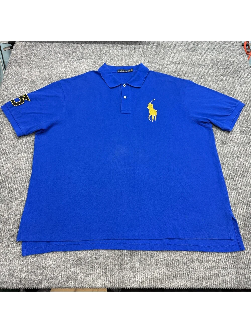Polo Ralph Lauren Polo Shirt Mens Big 3XB Blue Big Pony 3 Patch Pique Casual